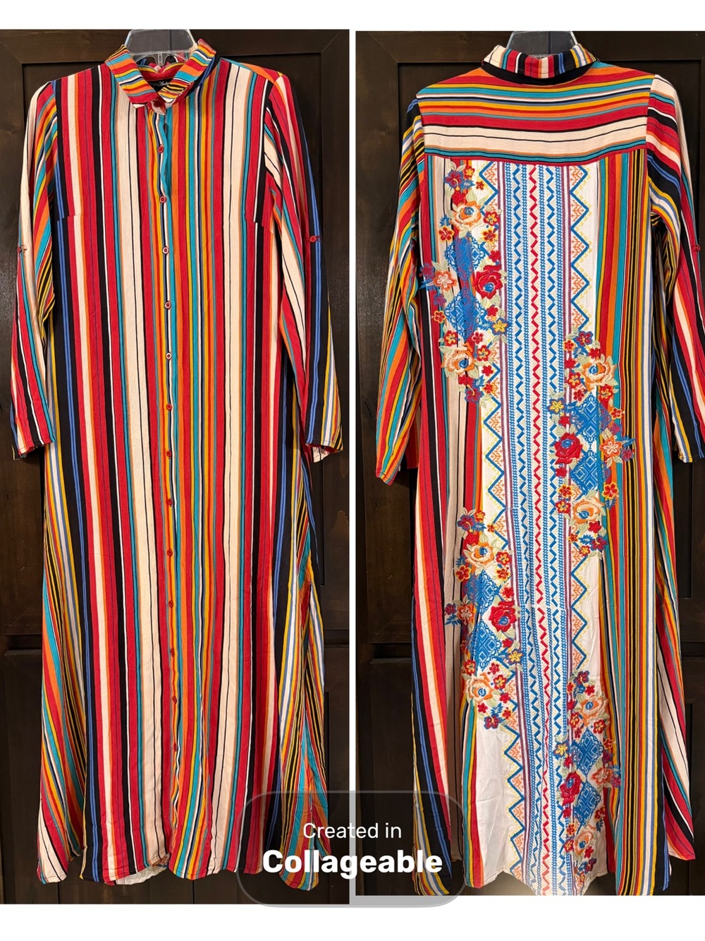 Andree By Unit Southwestern Maxi Shirt Dress Sz M NWT